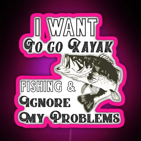 Kayak Fishing Bass Funny Quote RGB Neon Sign