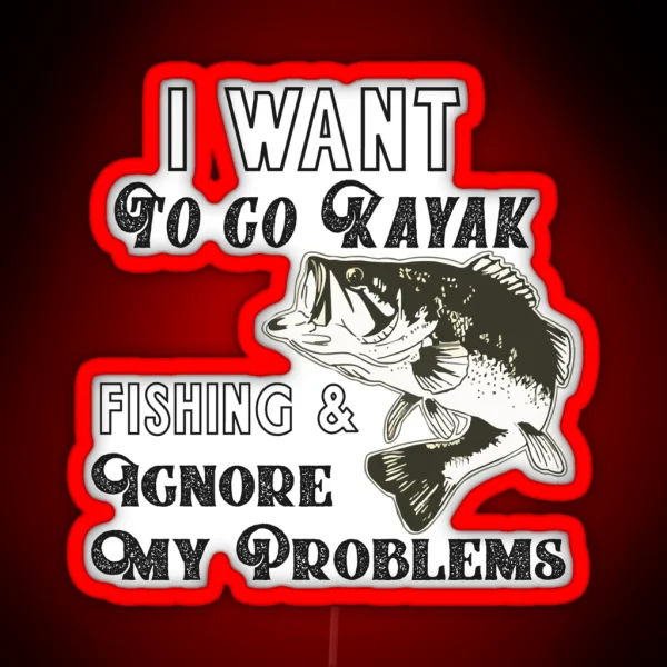 Kayak Fishing Bass Funny Quote RGB Neon Sign