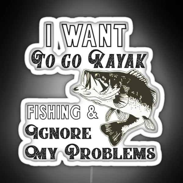 Kayak Fishing Bass Funny Quote RGB Neon Sign