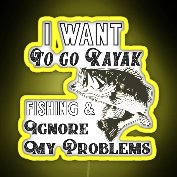 Kayak Fishing Bass Funny Quote RGB Neon Sign