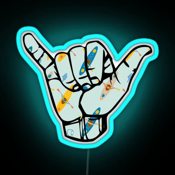 Kayak Hand Sign RGB Neon Sign