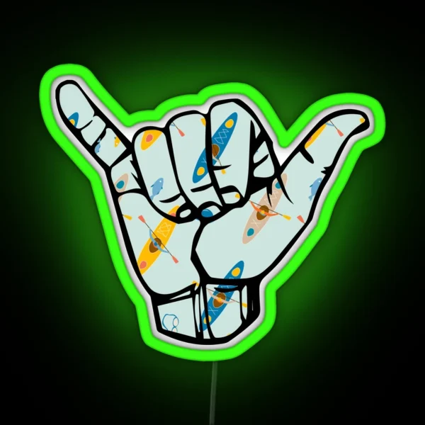 Kayak Hand Sign RGB Neon Sign
