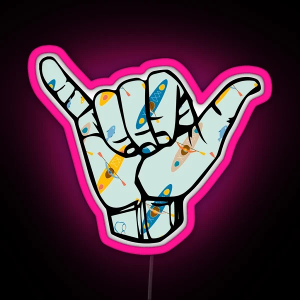 Kayak Hand Sign RGB Neon Sign