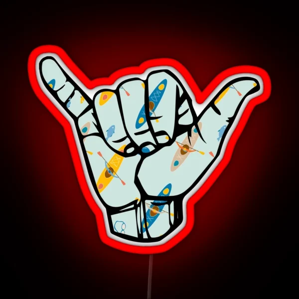 Kayak Hand Sign RGB Neon Sign
