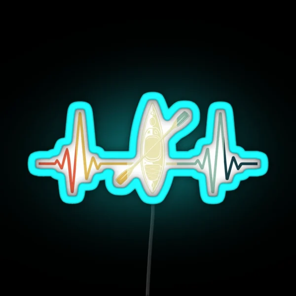 Kayaking Heartbeat Vintage RGB Neon Sign