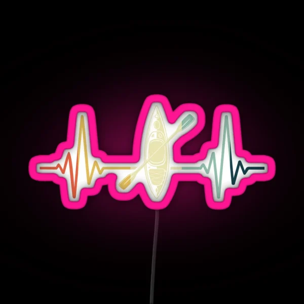 Kayaking Heartbeat Vintage RGB Neon Sign