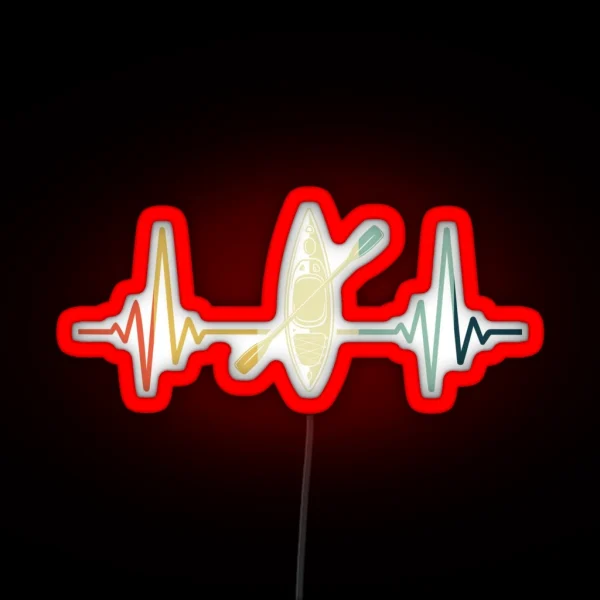 Kayaking Heartbeat Vintage RGB Neon Sign