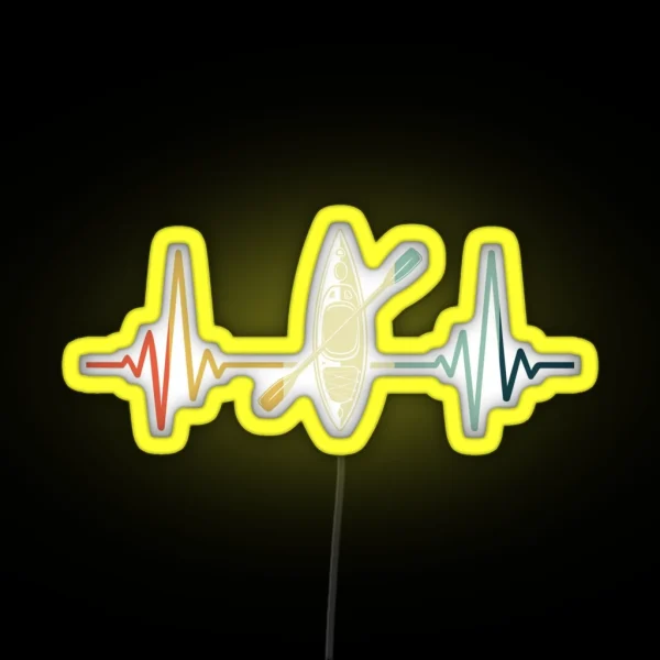 Kayaking Heartbeat Vintage RGB Neon Sign