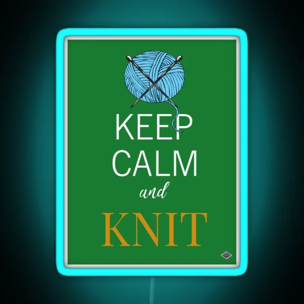 Keep Calm And Knit RGB Neon Sign