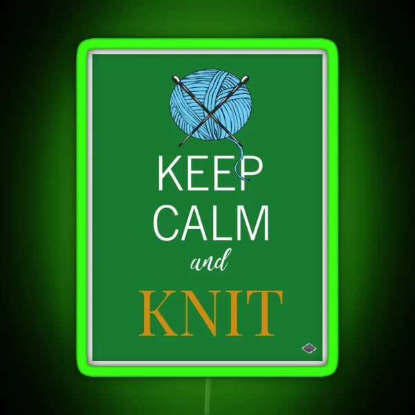 Keep Calm And Knit RGB Neon Sign