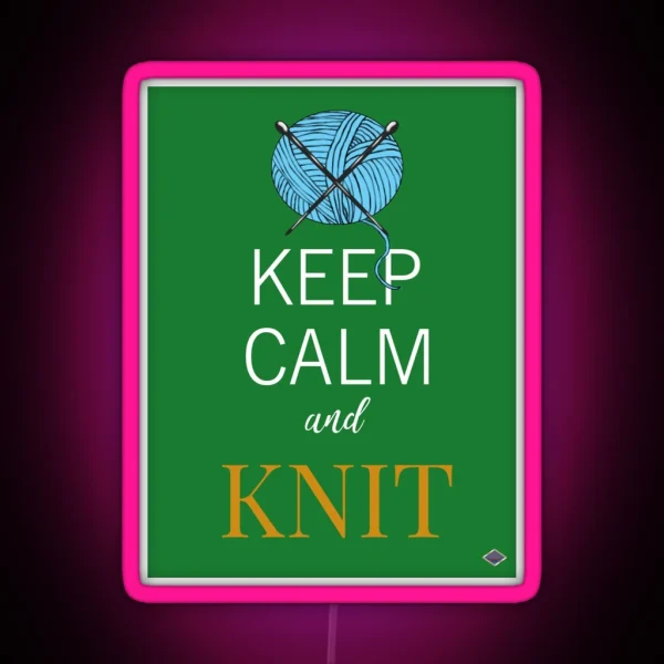 Keep Calm And Knit RGB Neon Sign