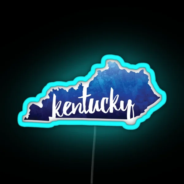 Kentucky Watercolor Outline RGB Neon Sign