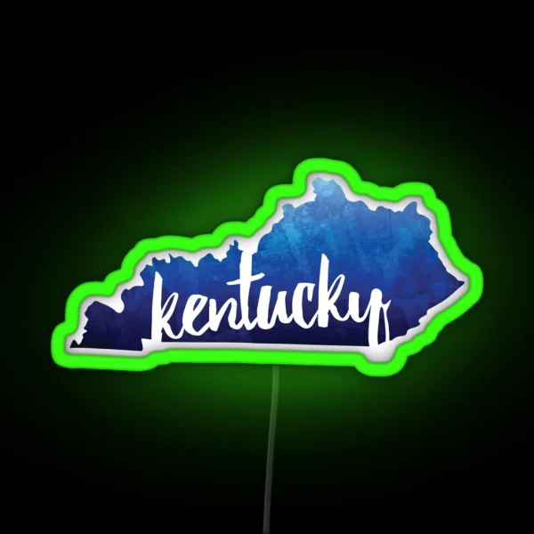 Kentucky Watercolor Outline RGB Neon Sign