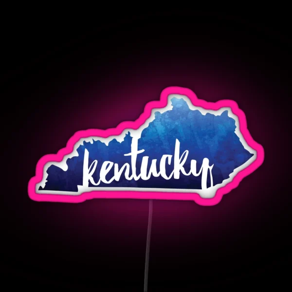 Kentucky Watercolor Outline RGB Neon Sign