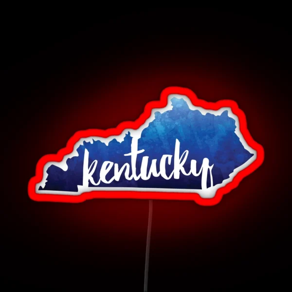 Kentucky Watercolor Outline RGB Neon Sign