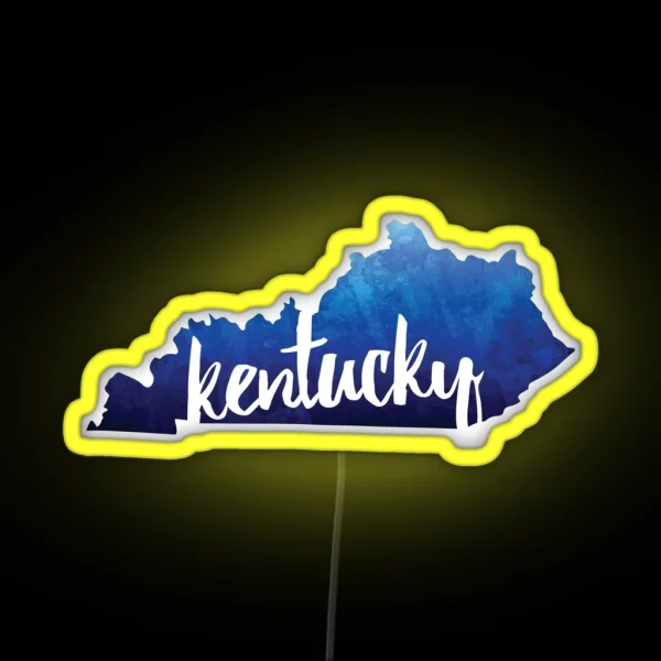 Kentucky Watercolor Outline RGB Neon Sign