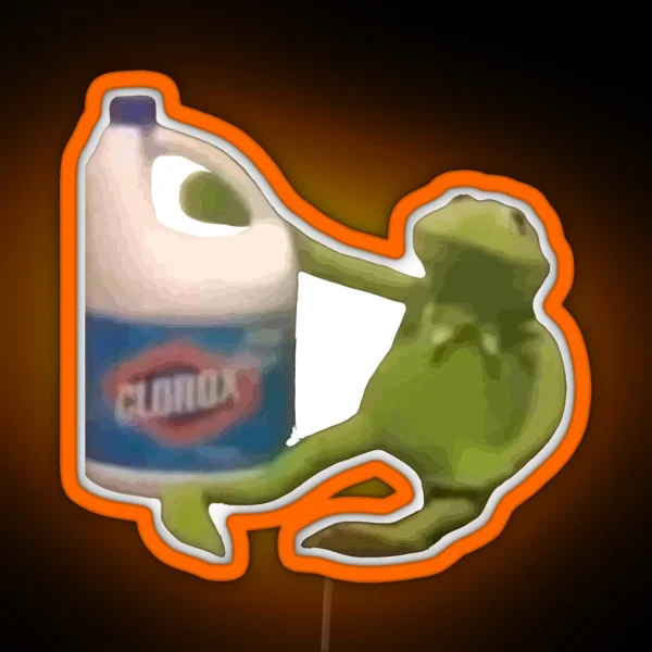 Kermit Holding Bleach Meme RGB Neon Sign