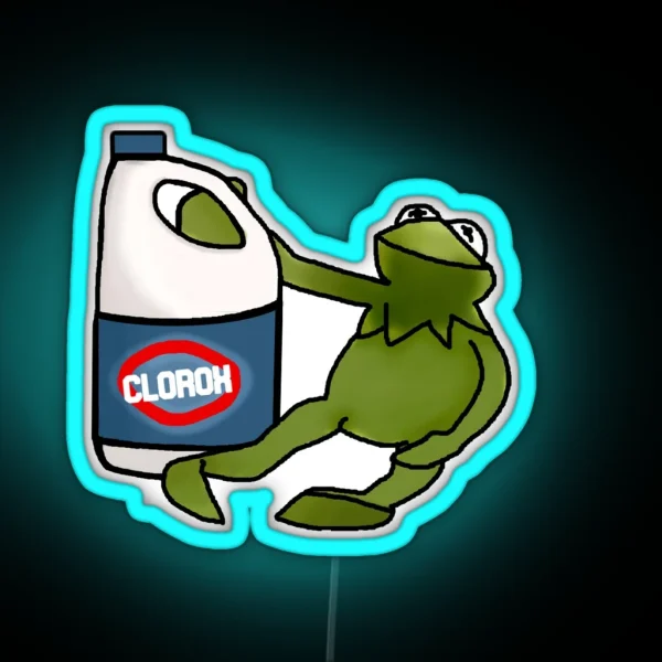 Kermit Holding Bleach RGB Neon Sign