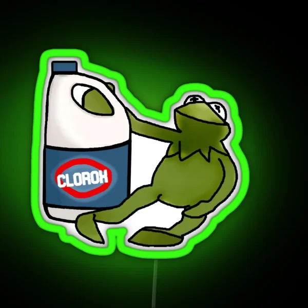 Kermit Holding Bleach RGB Neon Sign