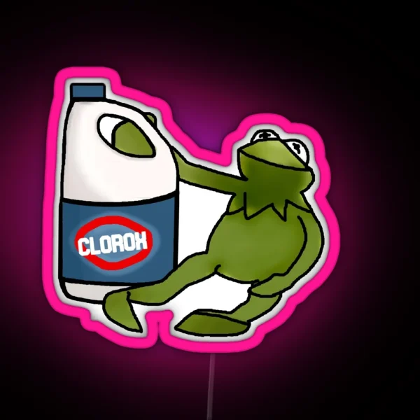 Kermit Holding Bleach RGB Neon Sign