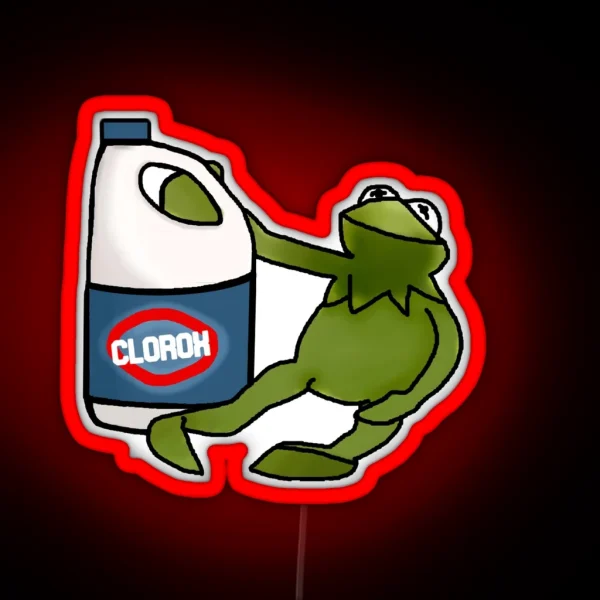 Kermit Holding Bleach RGB Neon Sign