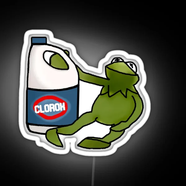 Kermit Holding Bleach RGB Neon Sign