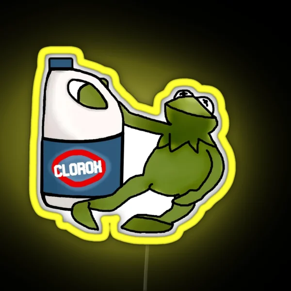 Kermit Holding Bleach RGB Neon Sign