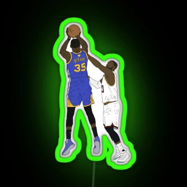 Kevin Durant Clutch Shot Over Lebron James RGB Neon Sign