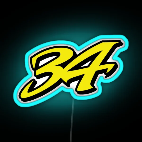 Kevin Schwantz Number 34 Yellow RGB Neon Sign