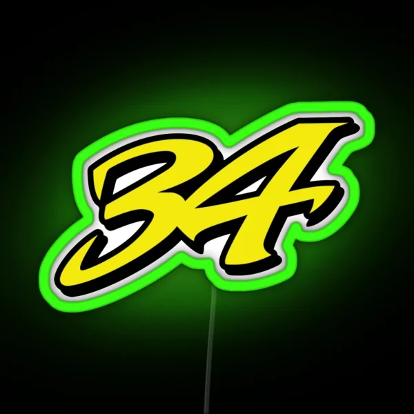Kevin Schwantz Number 34 Yellow RGB Neon Sign