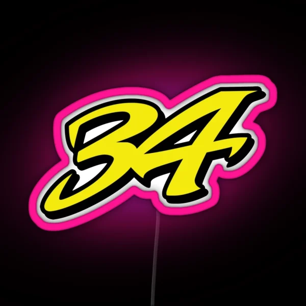 Kevin Schwantz Number 34 Yellow RGB Neon Sign