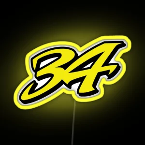 Kevin Schwantz Number 34 Yellow RGB Neon Sign
