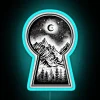 Keyhole Revealing Snowy Mountains Moon And Stars RGB Neon Sign - Image 3