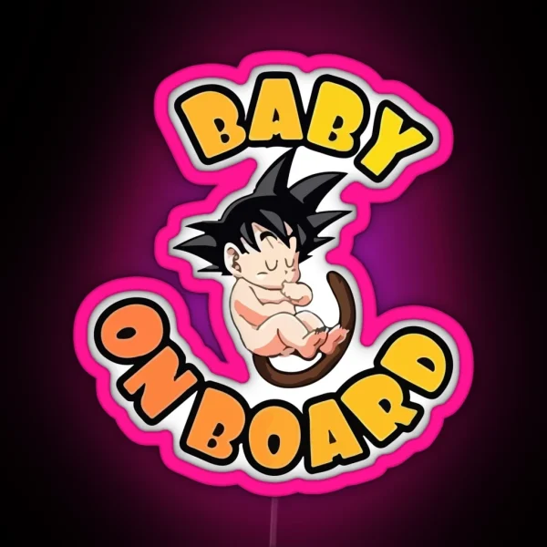 Kid Goku Baby On Board RGB Neon Sign