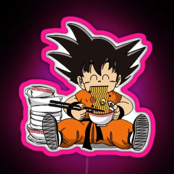 Kid Goku Eating Ramen RGB Neon Sign