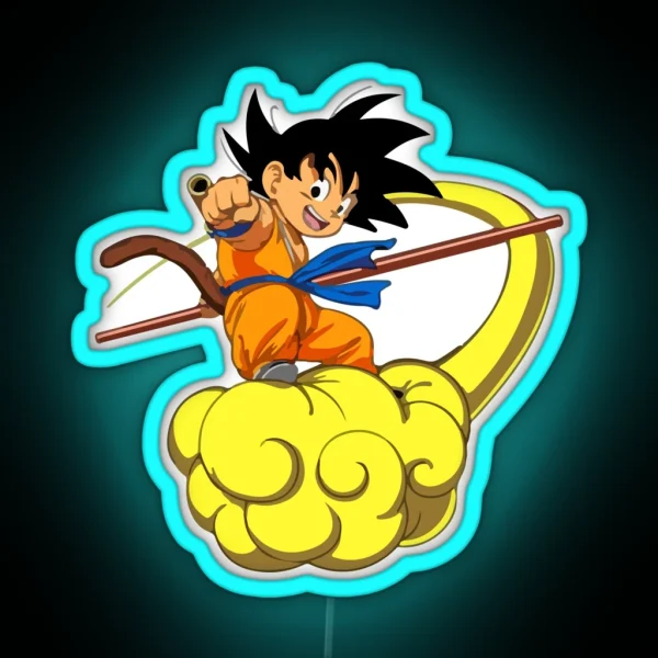 Kid Goku On Nimbus Cloud Dragonballz RGB Neon Sign