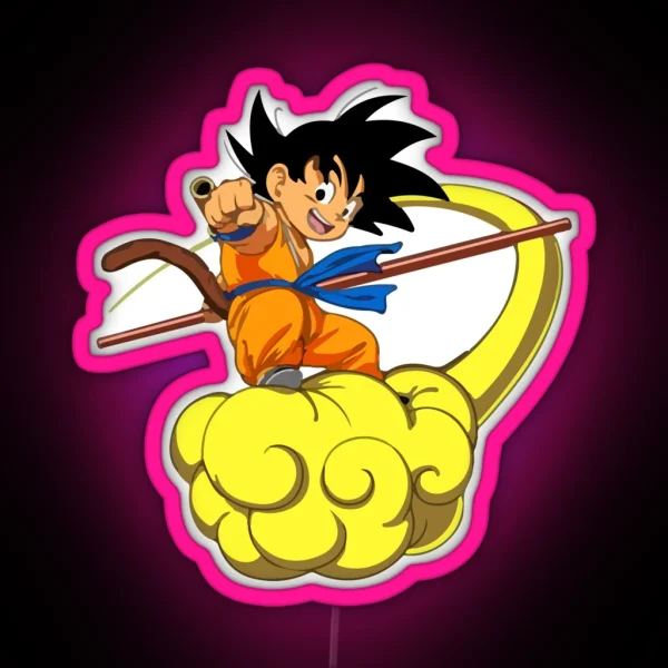 Kid Goku On Nimbus Cloud Dragonballz RGB Neon Sign