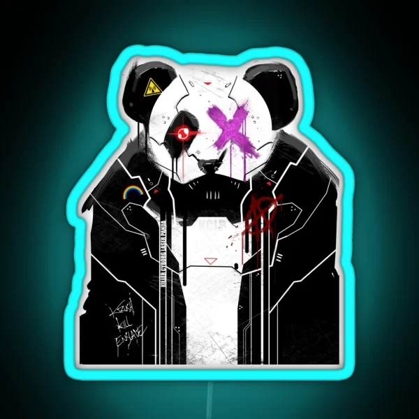 Killer Cyborg Laser Panda Pop Punk RGB Neon Sign