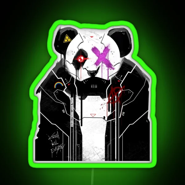 Killer Cyborg Laser Panda Pop Punk RGB Neon Sign