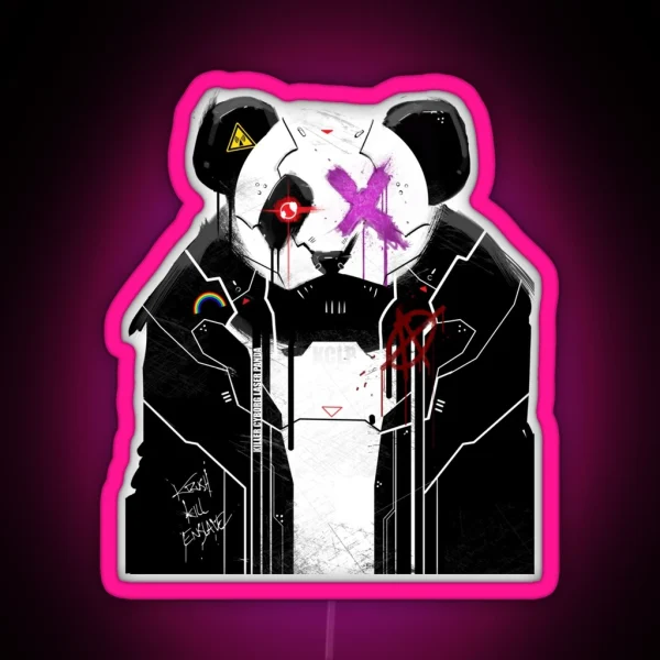 Killer Cyborg Laser Panda Pop Punk RGB Neon Sign