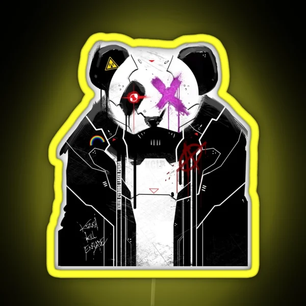 Killer Cyborg Laser Panda Pop Punk RGB Neon Sign