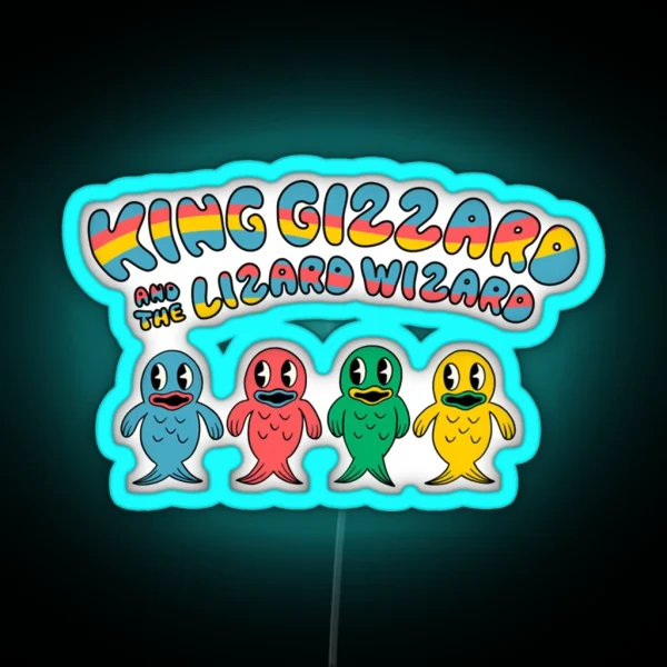 King Gizzard And The Wizard Lizard Fishies RGB Neon Sign