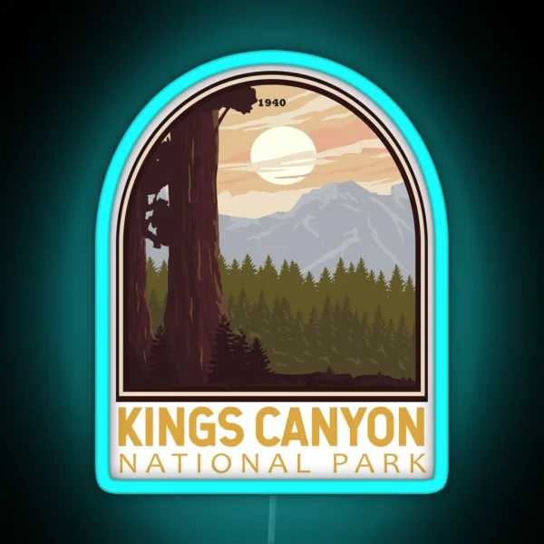 Kings Canyon National Park Vintage Emblem RGB Neon Sign