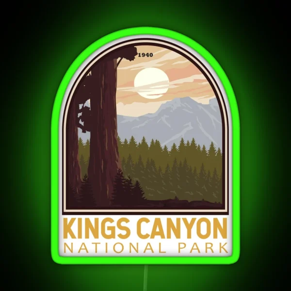 Kings Canyon National Park Vintage Emblem RGB Neon Sign