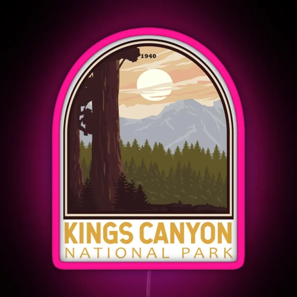 Kings Canyon National Park Vintage Emblem RGB Neon Sign