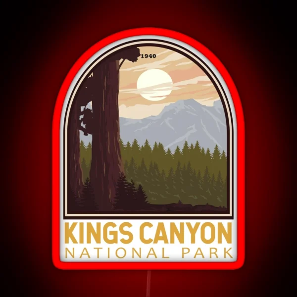 Kings Canyon National Park Vintage Emblem RGB Neon Sign