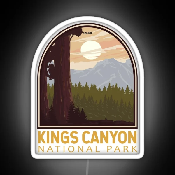 Kings Canyon National Park Vintage Emblem RGB Neon Sign