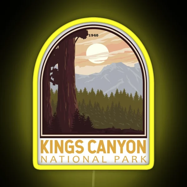 Kings Canyon National Park Vintage Emblem RGB Neon Sign