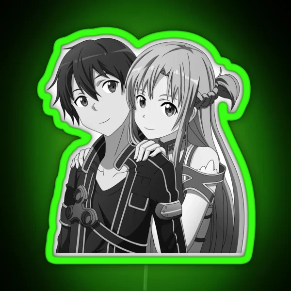 Kirito And Asuna Grayscale RGB Neon Sign