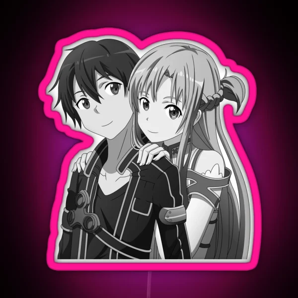 Kirito And Asuna Grayscale RGB Neon Sign